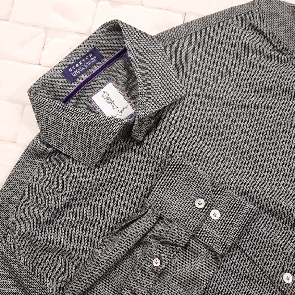 Robert Graham Stretch Button Up Shirt Mens Size M / L 16 Gray Performance